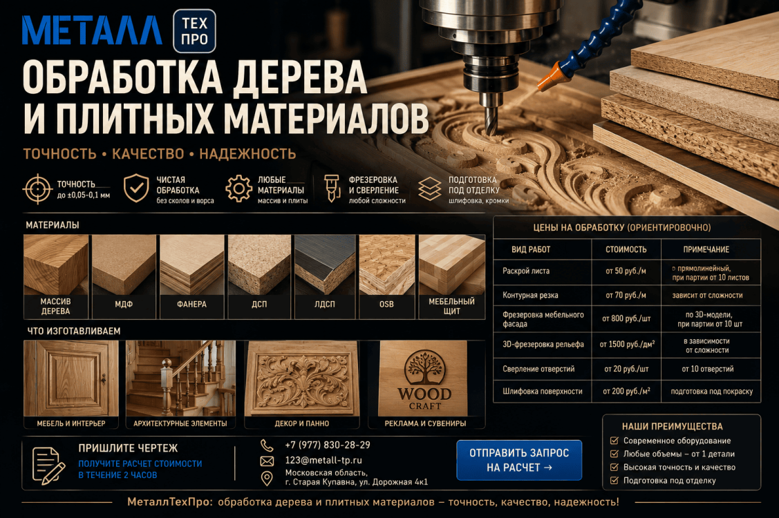 Обработка дерева, МДФ, фанеры и древесно-плитных материалов
